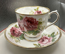 Vintage Royal Albert Bone China American Beauty Roses w/Leaves Tea Cup & Saucer