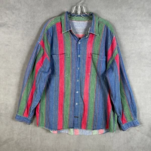 Arizona Jeans Co Shirt Mens XL / 2XL Striped Brushpopper Long Sleeve 90s Vintage - Picture 1 of 13