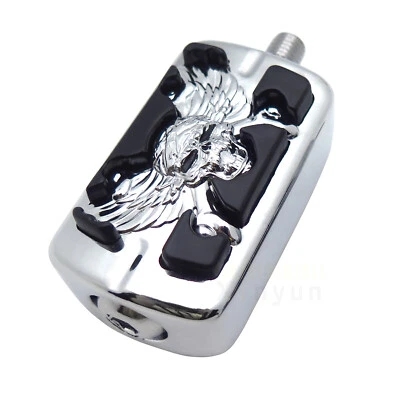 Clavija de cambio pequeña cromada calavera de ala para la mayoría de los modelos Harley Softail Dyna Fat Bob Foto 1 de 4