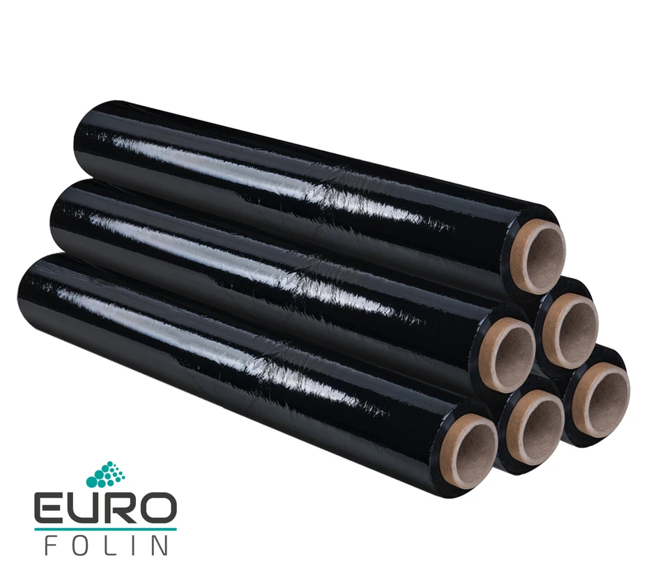 6 x Stretchfolie Palettenfolie Wickelfolie 500mm 23my 2,5 kg opac schwarz - Bild 1 von 1