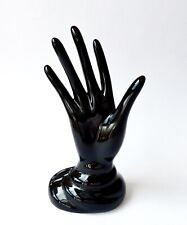 Vintage 70's / 80's Glossy Black Ceramic Hand Jewellery / Ring Display