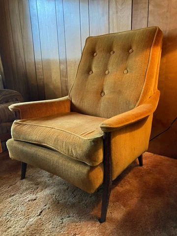 Vintage Mid Century High Back Lounge Chair Orange Tufted Arm Chair 1960s Origin Cover