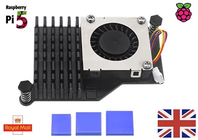 Dissipatore e ventola in alluminio nero PWM per radiatore raffreddamento Raspberry Pi 5 metallo - Immagine 1 di 4