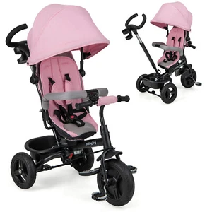 6-in-1 Baby Tricycle Toddler Trike w/All-Terrain Wheels 5-Point Safety Harness - Picture 1 of 8