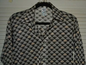 Vintage K-Mart Long Sleeve Rockabilly Disco Shirt Slim Fit Size M - Picture 1 of 6