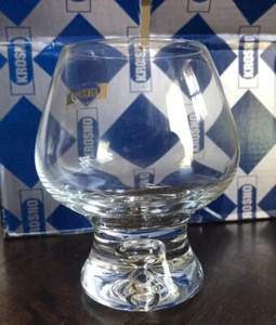 Krosno Poland Set of 6 Hand Blown Bubble Base Glasses 4'' Brandy Cognac Vintage - Picture 1 of 7