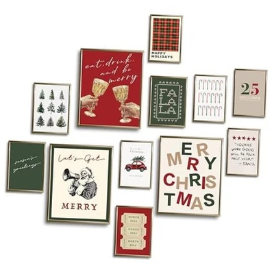  Модный рождественский настенный плакат, ретро праздничный классический рождественский эстетический плакат для  - Изображение 1 из 4