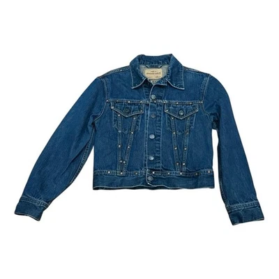 Chaqueta de mezclilla Big Star para mujer azul medio Jean Trucker remache tachonado lavado a la piedra Foto 1 de 4