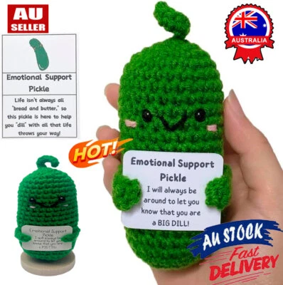 NEW Handmade Green Smiling Stuffed Friendship Emotional Support Pickle Kids VN - image 1 of 4