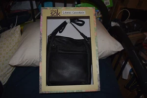 The Sak Laurel Crossbody in Black Pebbled Leather Zip Top Bag NEW - Picture 1 of 10