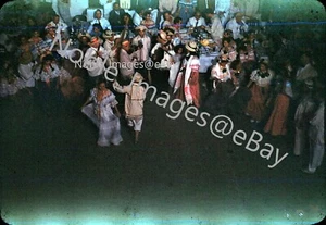 1949 Celebration Traditional Fashion Dancers Panama Red-Border Kodachrome Slide - Picture 1 of 2