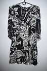 GUCCI Silk Knee-Length Dress 100% Silk Black White Flowers Printed Size 38