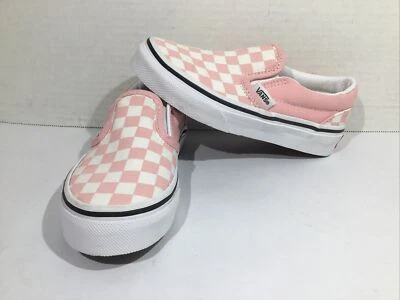 VANS Youth Kids Size 10.5 EU 27 Pink Checkerboard Slip On Loafers CK1-158 - Image 1 of 4
