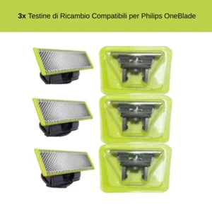 3 Lamette Lame per Philips OneBlade – Ricambi compatibili x QP2530 - Foto 1 di 2