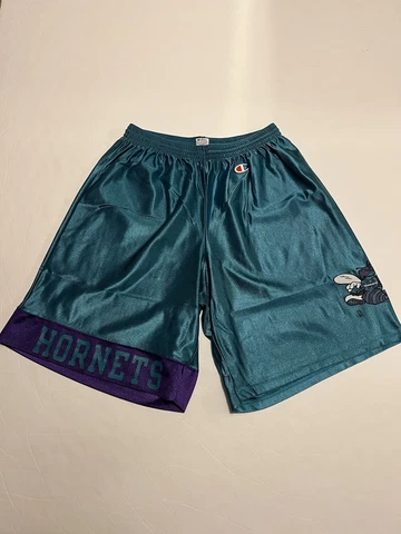 Vintage 90s Charlotte Hornets Champion Basketball Shorts NBA Mens XL 40-42 Cover