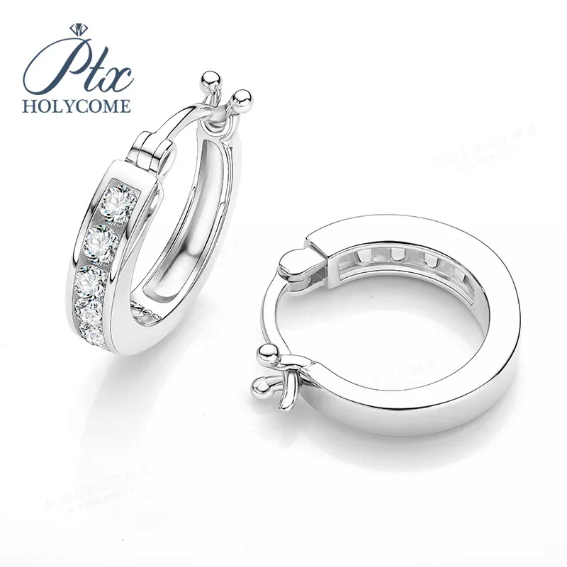 D VVS1 Moissanit Ohrringe S925 Silber Ohrstecker 18K Weißgold plattiert Schmuck - Bild 1 von 4