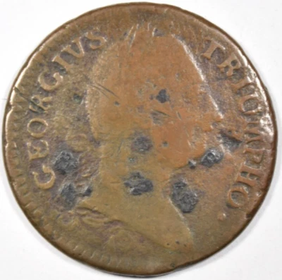 Moneda Ficha Cobre Colonial 1783 Georgivs Triumpho Washington Negrita ¡Fecha Leíble! Foto 1 de 2