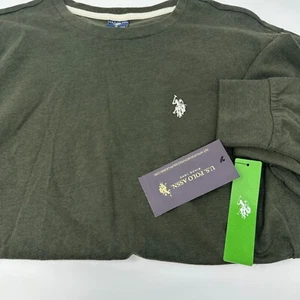 NWT U.S. Polo Assn. Men's Army Green Cotton Crewneck Long Sleeve Tee Size Medium - Picture 1 of 6
