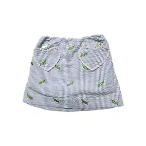 Lilly Pulitzer Girls Sz 5 Skirt Blue/white Seersucker Grasshopper Shorts - Picture 1 of 3
