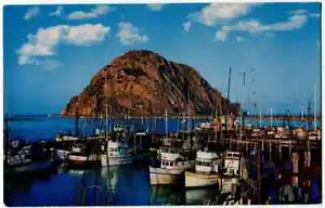 Fischerboote Hafen, Morro Rock, Morro Bay CA Kalifornien 50er Jahre - Bild 1 von 1