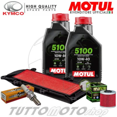 Tagliando KYMCO People 300 S i 2019 2020 / Kit Olio Motul 5100 Filtri Candela - Immagine 1 di 4
