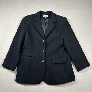 Vintage LL Bean Coat Womens 12 Pea Blazer Wool Cashmere Made in USA 3 Button - Picture 1 of 11