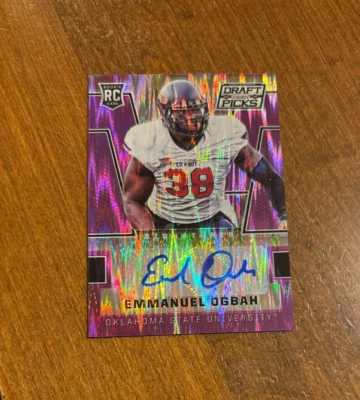 Emmanuel Ogbah 2016 Prizm Draft Purple Flash Rookie Auto Cowboys Dolphins /99 RC - Image 1 of 2