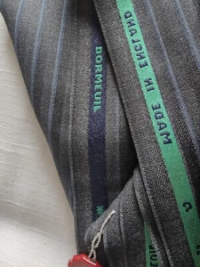 Tessuto Dormeuil,Spinato Grigio Gessato Blu, Made In England,Amadeus, mt. 2,90 - Imagen 1 de 7