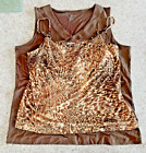 Chico's Women's Size 2 Tops: Lot Of 2 - Brown Metallic & Tiger Print Camisole