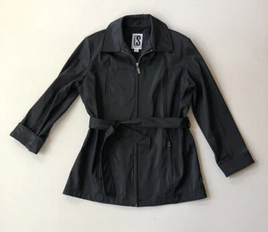 Black CS Signature Women's Rain Jacket Trench coat with belt Polyvinyl RN# 15101 - Picture 1 of 11