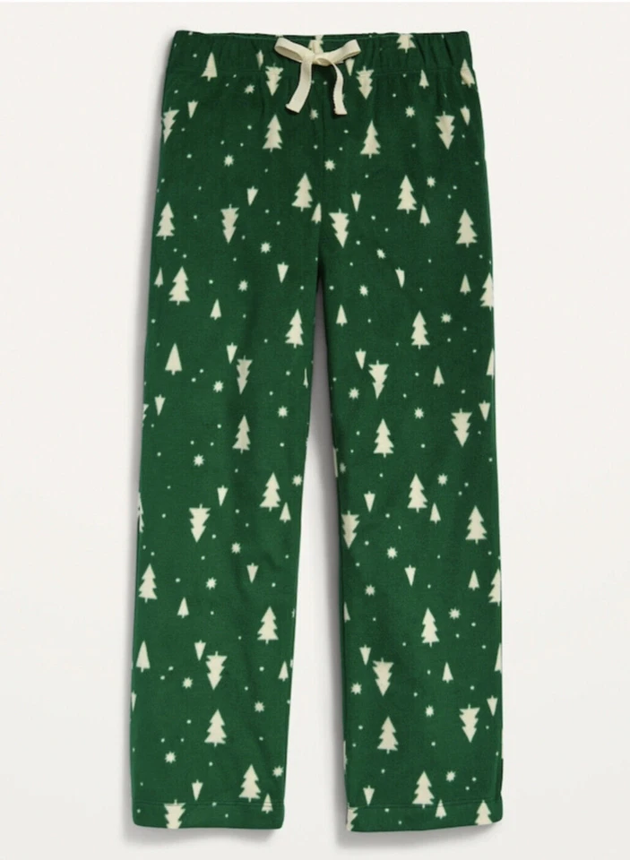 Pantalones para dormir antiguos azul marino para niños niñas con estampado de árbol de Navidad micro polar talla mediana 8 Foto 1 de 1