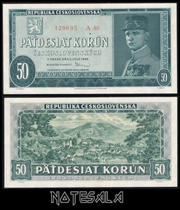 Czechoslovakia 50 Korun 1948 P-66as General Milan Rastislav SPECIMEN UNC *RARE* - Picture 1 of 1