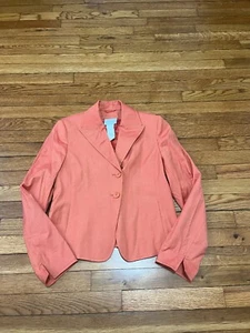 AKRIS PUNTO Orange Wool Blend Blazer Jacket Women's Size 4 Regular 2 Button - Picture 1 of 4