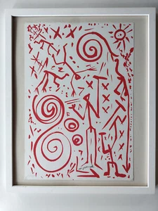 A.R. Penck "Figuren II" Farbserigraphie 1991 - handsigniert - 45 x 31,5 cm - Bild 1 von 2