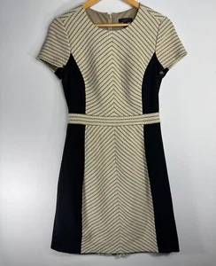 J.Crew Womens Dress size 4 Textured Chevron Knit Sheath Tweed Dress Black Beige - Picture 1 of 5