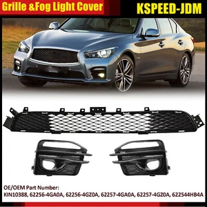 Fit Infiniti Q50 Sport 2014-2017 Front Bumper Lower Grille & Fog Light Cover Set - Bild 1 von 19