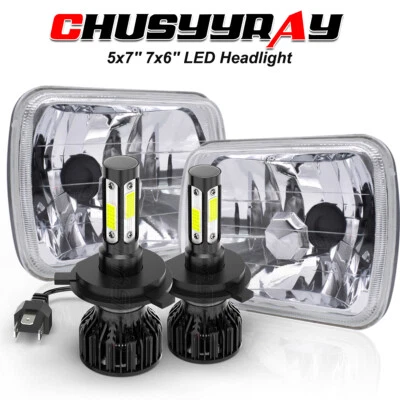 Пара светодиодных фар дальнего/ближнего света 5x7 7x6 дюймов для Chevy G10 G20 G30 Van 1978-1995 годов выпуска - Изображение 1 из 4