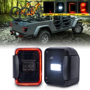 Smoked LED Tail Lights For Jeep Gladiator JT 20-2024 Turn Signal Side Lamps Pair - Picture 1 of 14