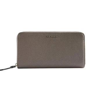 Cartera sin asas Ted Baker Daliea grande de cuero con cremallera alrededor gris grano guijarro - Imagen 1 de 11