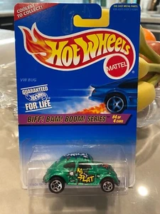1997 Hot Wheels #543 Biff! Bam! Boom! Serie 4/4 VW BUG Verde Con Cromo 5 Radios - Imagen 1 de 1