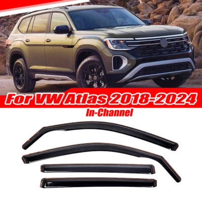Protector de lluvia deflector de ventilación visera de ventana en canal para Volkswagen Atlas 2018-2024 Foto 1 de 4