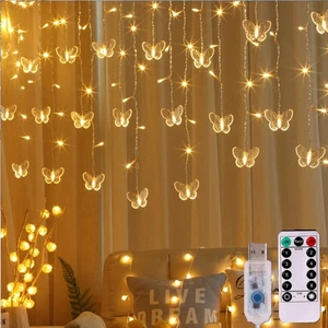 8 Modes USB butterfly Icicle Light led Fairy String Christmas Garland Home USB - Picture 1 of 11