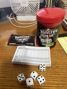 2014 Yahtzee to Go Travel Dice Game Hasbro Gaming  Shake & Score Euc Free Ship - Picture 1 of 6