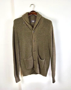 RRL Double RL Thick  Green Cotton Shawl Cardigan Sweater Men's Knit Heavy Knit - Picture 1 of 6