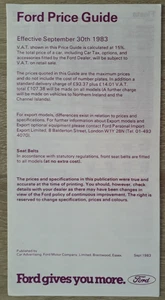 Ford Range Preisliste Prospekt 1983 - Fiesta Escort Orion Sierra Capri Granada - Bild 1 von 3