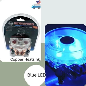 Blue LED Overclock Cooling Fan fo Intel P4 LGA775 Quad Core 2 Duo CPU HPH-9525CU - Picture 1 of 15