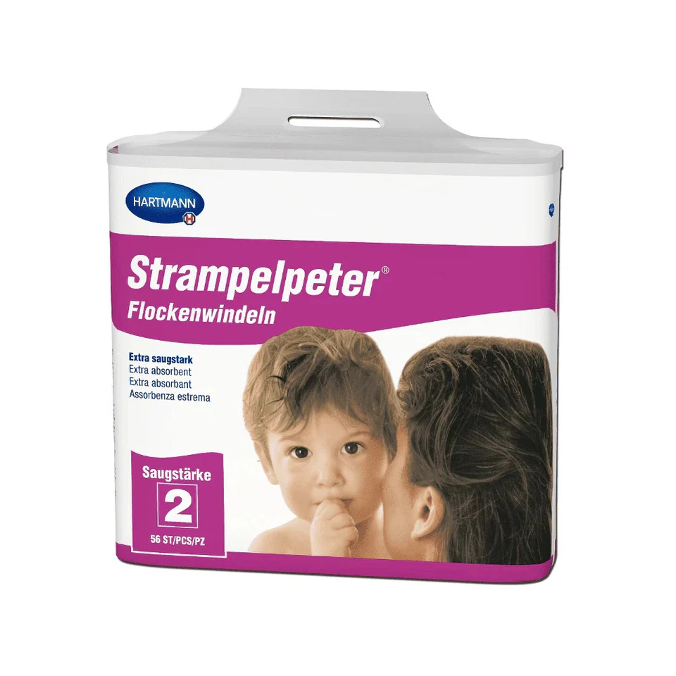 Hartmann Strampelpeter Flockenwindeln - 56 Stück - 2 Tropfen | Packung (56 - Bild 1 von 1