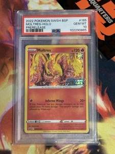 2022 Pokemon SWSH Black Star Promo Moltres Holo Prerelease #185 PSA 10 - Foto 1 di 2