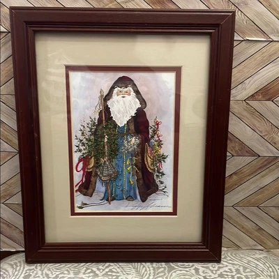 Peggy Abrams signed & Framed Artwork Celestial Santa - Image 1 of 4