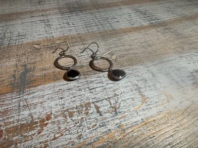 Silpada Dark Halo Natural Black Agate Drop Earrings 925 Sterling Silver - Image 1 of 4